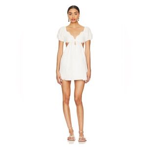 Jara Mini Dress in Ivory MORE TO COME Revolve Eyelet White Open Back size small